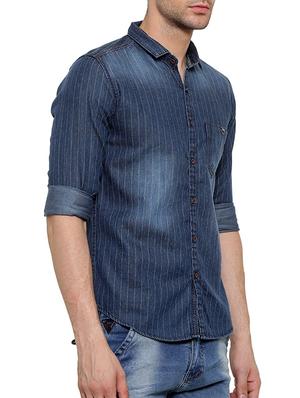 blue cotton casual shirt - 15580175 - Standard Image - 2