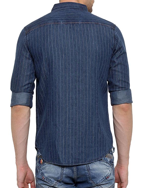 blue cotton casual shirt - 15580175 - Zoom Image - 3