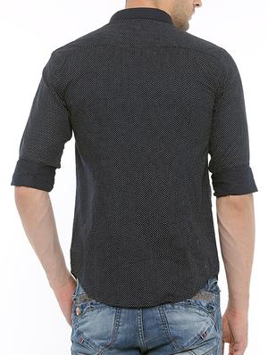 navy blue cotton casual shirt - 15580178 - Standard Image - 3