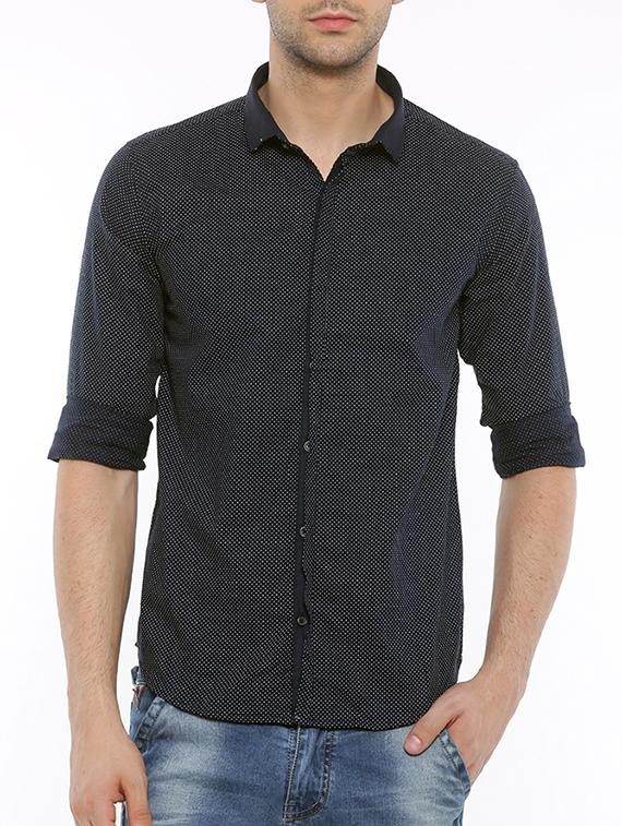 navy blue cotton casual shirt - 15580178 - Zoom Image - 1