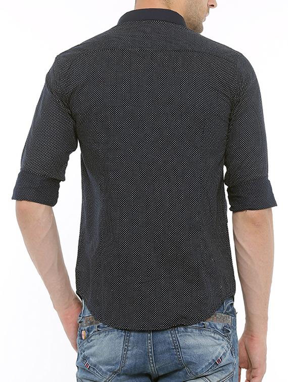 navy blue cotton casual shirt - 15580178 - Zoom Image - 3