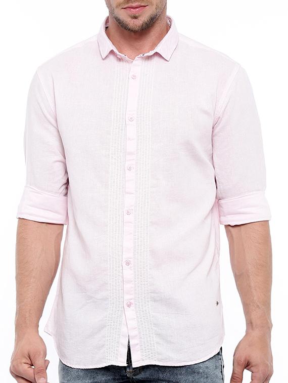 pink linen casual shirt - 15580185 - Zoom Image - 1