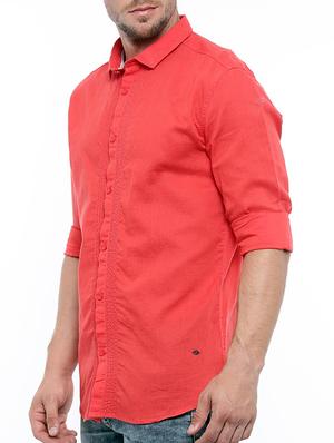 red linen casual shirt - 15580187 - Standard Image - 2