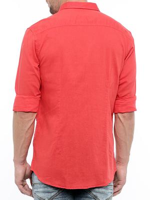 red linen casual shirt - 15580187 - Standard Image - 3
