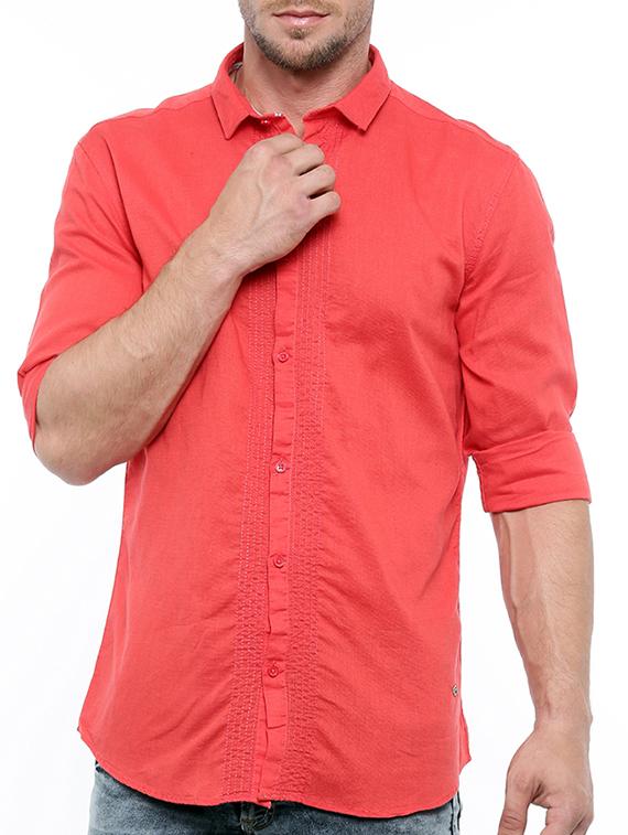 red linen casual shirt - 15580187 - Zoom Image - 1