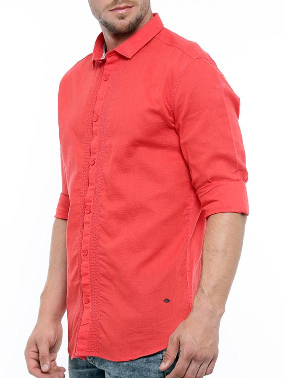 red linen casual shirt - 15580187 - Zoom Image - 2