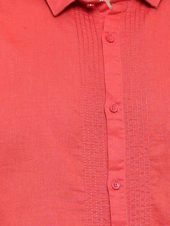red linen casual shirt - 15580187 - Zoom Image - 4