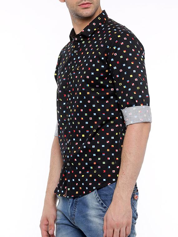 black cotton casual shirt - 15580196 - Zoom Image - 2