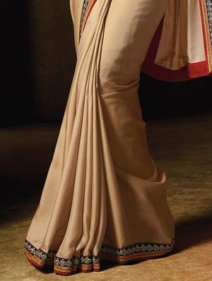 zari lace bordered saree with blouse - 15580694 - Standard Image - 2