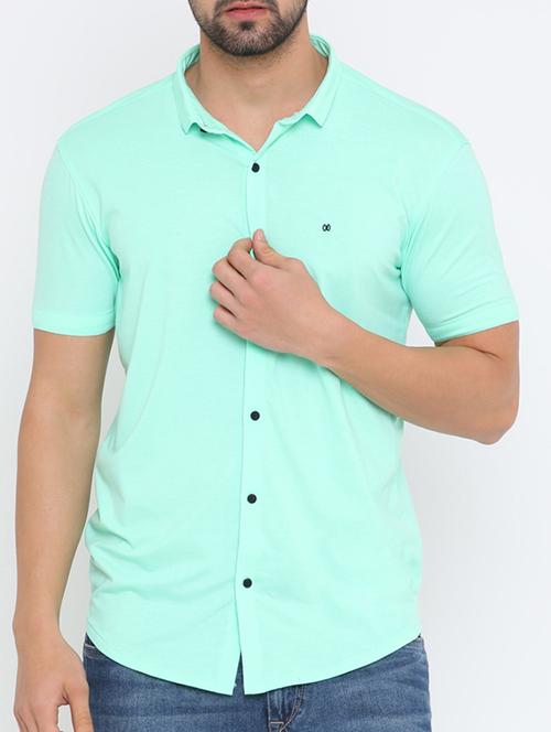 green cotton blend casual shirt - 15580953 - Standard Image - 1