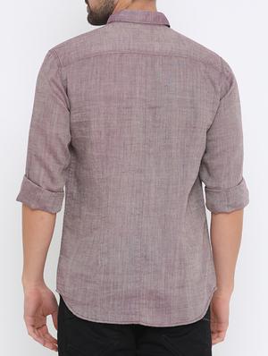 purple cotton casual shirt - 15581043 - Standard Image - 3