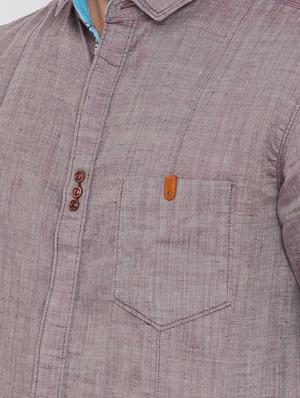 purple cotton casual shirt - 15581043 - Standard Image - 4