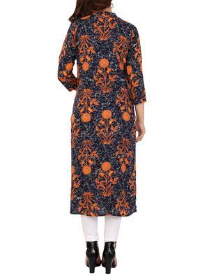 printed straight kurta - 15581756 - Standard Image - 3