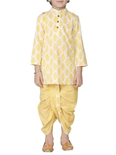 yellow cotton kurta set - 15581850 - Very Small Image - 1