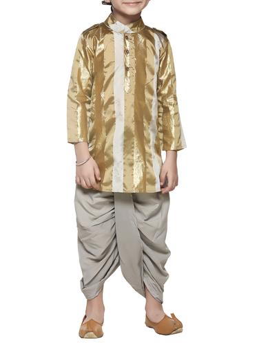 beige silk kurta set - 15581856 - Very Small Image - 1