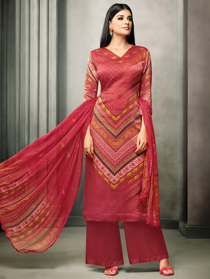 Printed unstitched palazzo suit - 15582219 - Zoom Image - 1