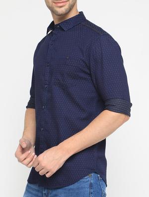 navy blue cotton casual shirt - 15582607 - Standard Image - 2