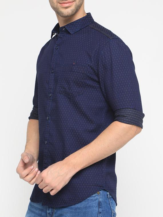 navy blue cotton casual shirt - 15582607 - Zoom Image - 2