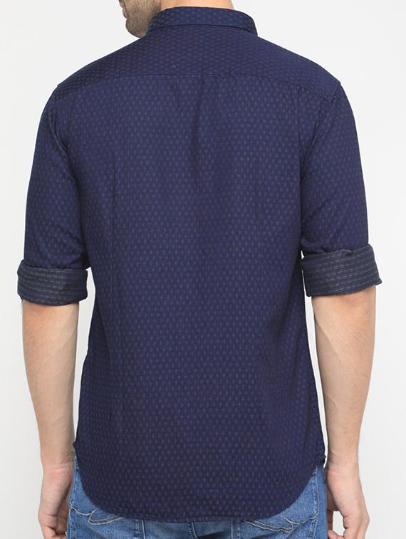 navy blue cotton casual shirt - 15582607 - Zoom Image - 3