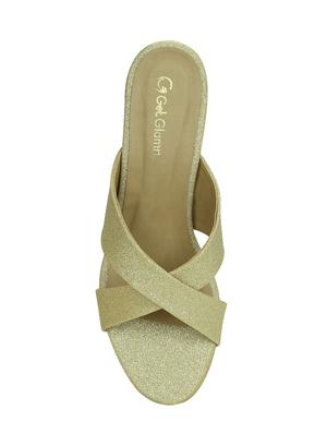 gold slip on sandals - 15582623 - Standard Image - 4
