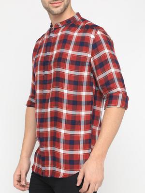 red cotton casual shirt - 15582702 - Standard Image - 2