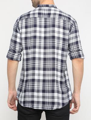 navy blue cotton casual shirt - 15582703 - Standard Image - 3