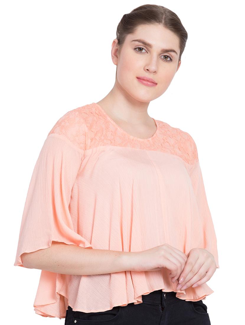laced yoke bell sleeved flared top - 15583352 - Zoom Image - 1