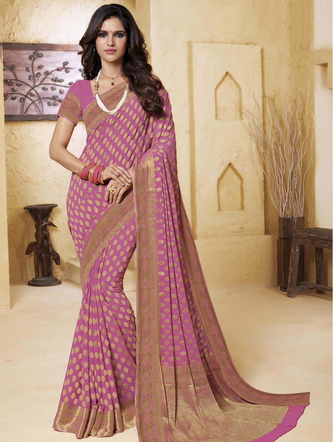 Zari motifs woven saree with blouse - 15583456 - Zoom Image - 1