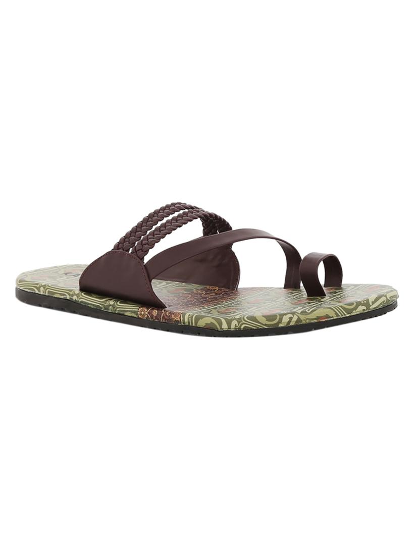 brown leatherette slip on slippers - 15584674 - Zoom Image - 1