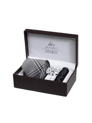 black microfiber tie with pocket square and lapel pin - 15584770 - Standard Image - 5