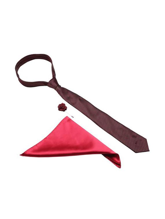 maroon microfiber tie with pocketsquare and lapelpin - 15584776 - Zoom Image - 1