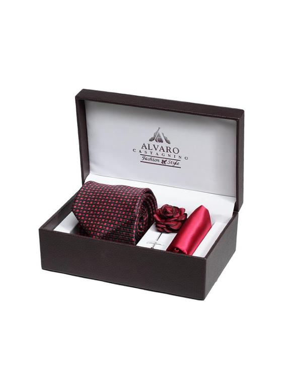 maroon microfiber tie with pocketsquare and lapelpin - 15584776 - Zoom Image - 5