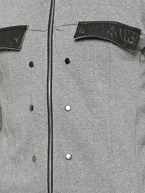 grey solid casual jacket - 15584943 - Standard Image - 4