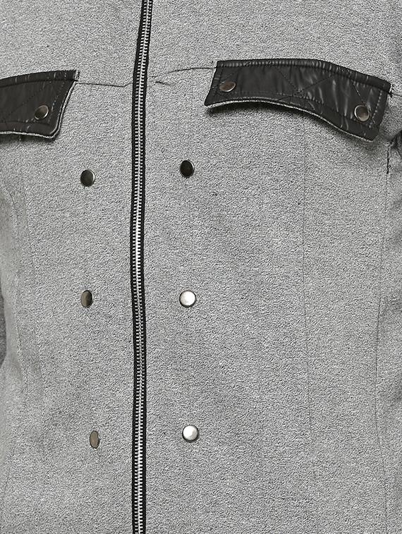 grey solid casual jacket - 15584943 - Zoom Image - 4