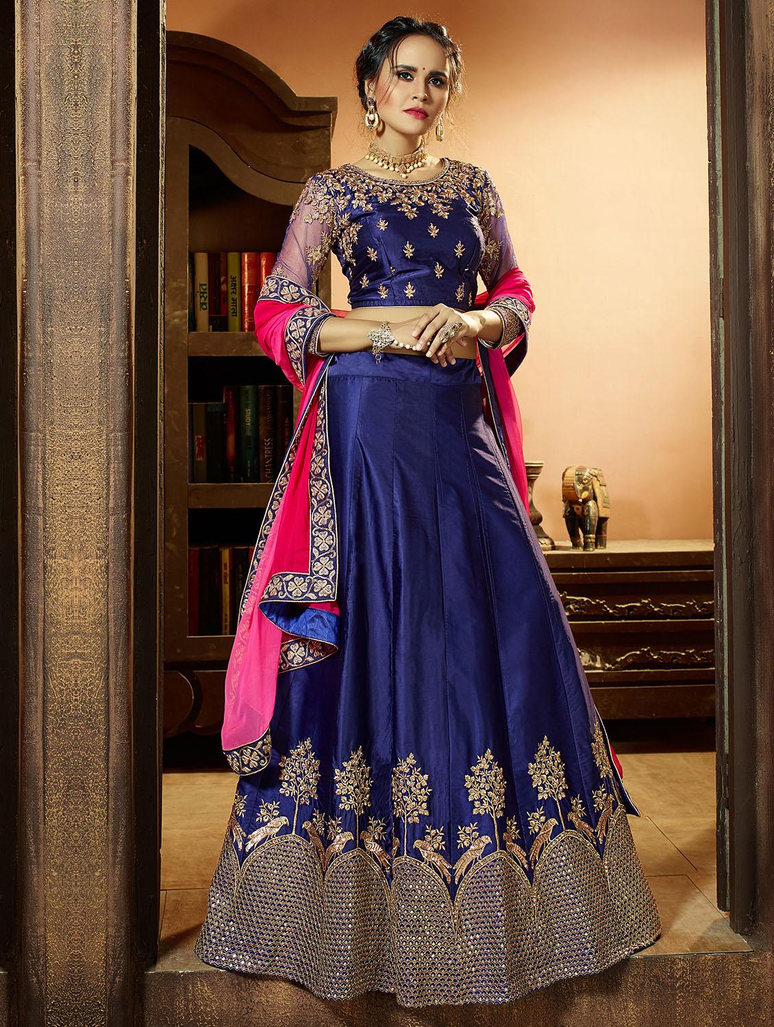 Embroidered flared lehenga - 15585335 - Zoom Image - 1