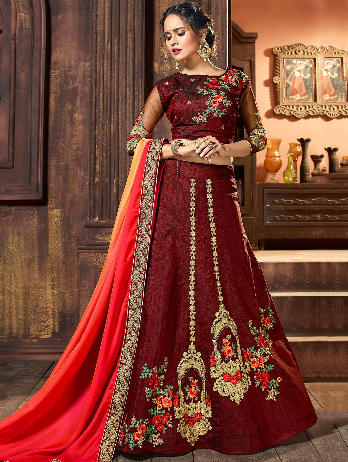 embroidered flared lehenga - 15585336 - Zoom Image - 1