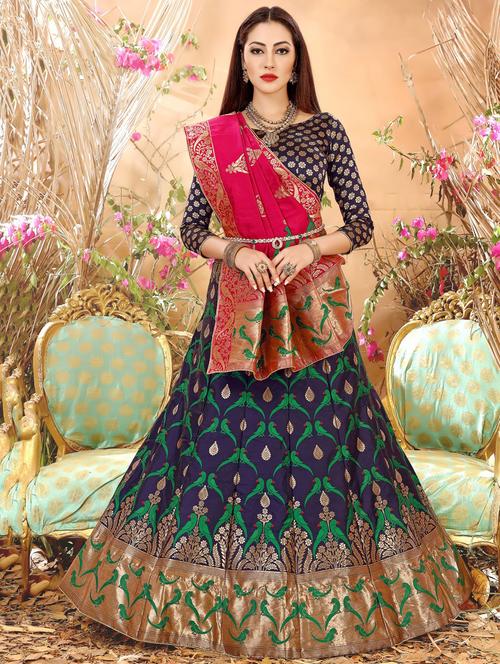 Banarasi flared lehenga - 15585341 - Standard Image - 1