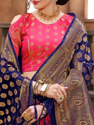 banarasi silk flared lehenga with contrast dupatta - 15585399 - Standard Image - 3
