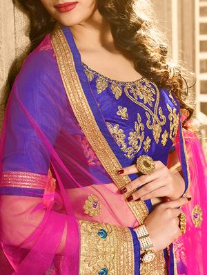gold zari embroidered flared lehenga - 15585406 - Standard Image - 3