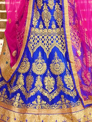 gold zari embroidered flared lehenga - 15585406 - Standard Image - 4