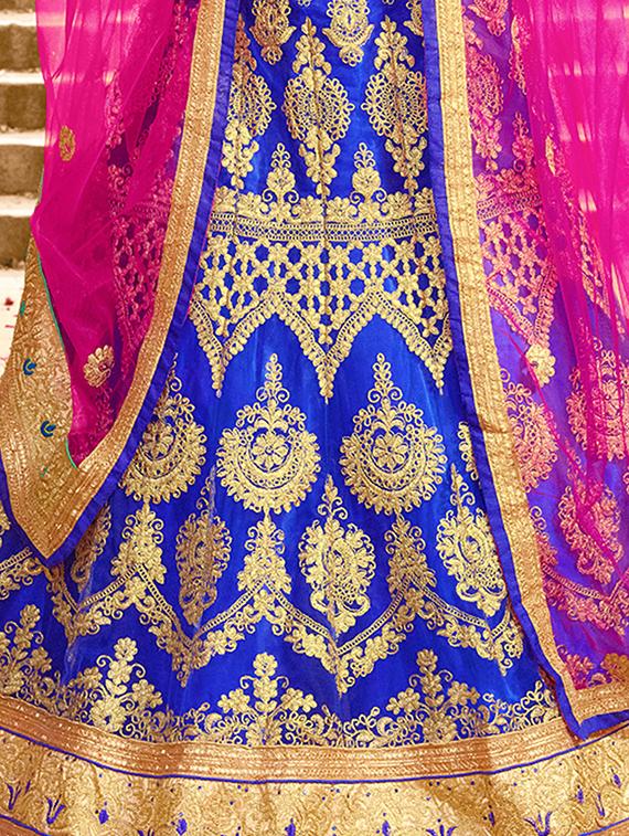 gold zari embroidered flared lehenga - 15585406 - Zoom Image - 4