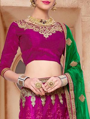 gold zari embroidered a-line lehenga - 15585412 - Standard Image - 2