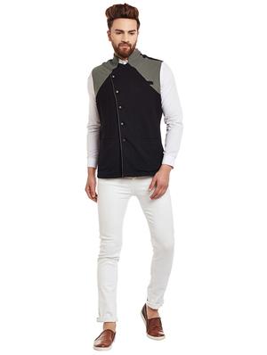 black cotton nehru jacket - 15585968 - Standard Image - 4