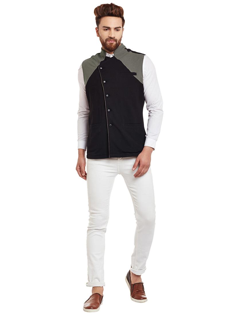 black cotton nehru jacket - 15585968 - Zoom Image - 4