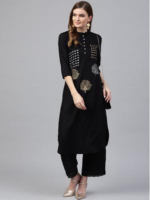 Foil printed kurta with palazzo set - 15586825 - Standard Image - 1