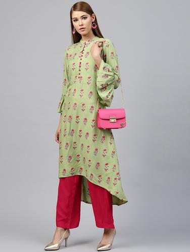 Floral bell sleeved kurta with palazzo set - 15586828 - Very Small Image - 1