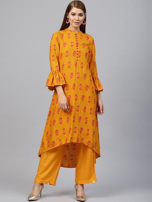 Floral bell sleeved kurta with palazzo set - 15586829 - Standard Image - 1