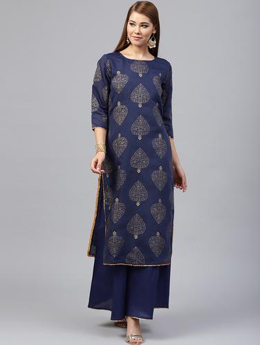 foil printed gota detail kurta with palazzo set - 15586831 - Very Small Image - 1