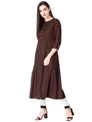 flared solid button down kurta - 15587409 - Standard Image - 2
