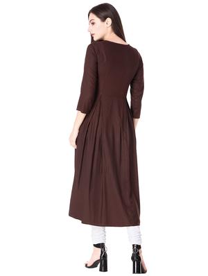 flared solid button down kurta - 15587409 - Standard Image - 3
